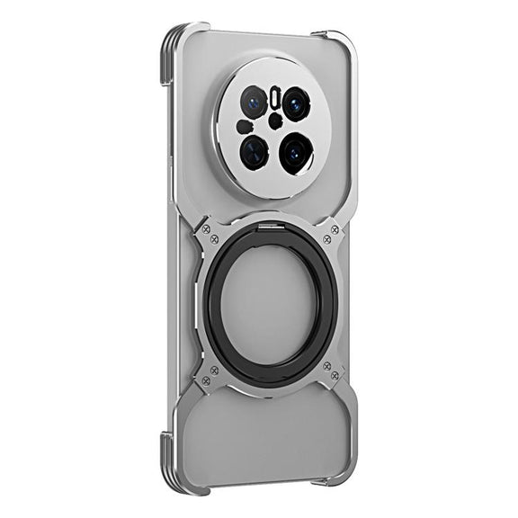 For Huawei Mate 70 Mechanical Arm Borderless MagSafe Holder Metal Phone Case(Silver)