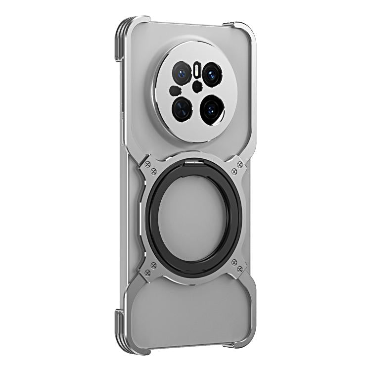 For Huawei Mate 70 Mechanical Arm Borderless MagSafe Holder Metal Phone Case(Silver)