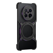 For Huawei Mate 70 Mechanical Arm Borderless MagSafe Holder Metal Phone Case(Black Purple)