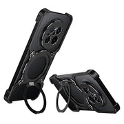 For Huawei Mate 70 Mechanical Arm Borderless MagSafe Holder Metal Phone Case(Black Silver)