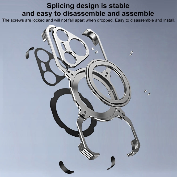 For Huawei Mate 70 Mechanical Arm Borderless MagSafe Holder Metal Phone Case(Black Blue)