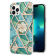 For iPhone 16 Pro Max Splicing Marble Flower IMD TPU Phone Case(Blue Flower) - iPhone 16 Pro Max Cases by PMC TechLife | Online Shopping South Africa | PMC TechLife | Buy Now Pay Later Mobicred