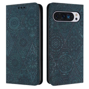 For Google Pixel 9 Pro XL Ethnic Embossed Adsorption Leather Phone Case(Blue)