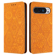 For Google Pixel 9 / 9 Pro Ethnic Embossed Adsorption Leather Phone Case(Yellow)