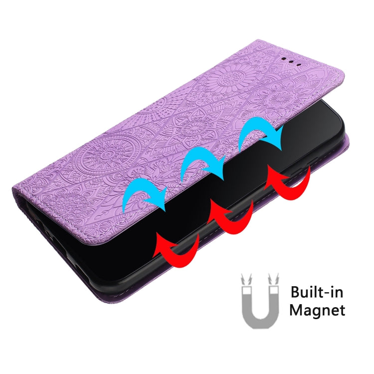 For Google Pixel 9 / 9 Pro Ethnic Embossed Adsorption Leather Phone Case(Purple)