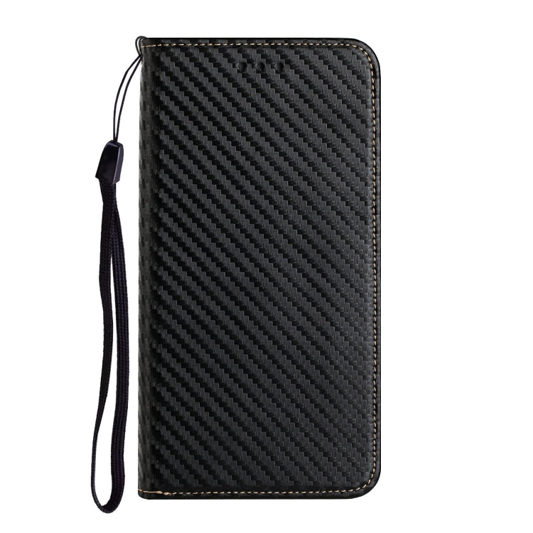 For iPhone 16 Pro Max Carbon Fiber Texture Magnetic Flip Leather Phone Case(Black)