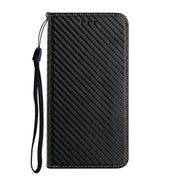 For iPhone 16 Pro Max Carbon Fiber Texture Magnetic Flip Leather Phone Case(Black)