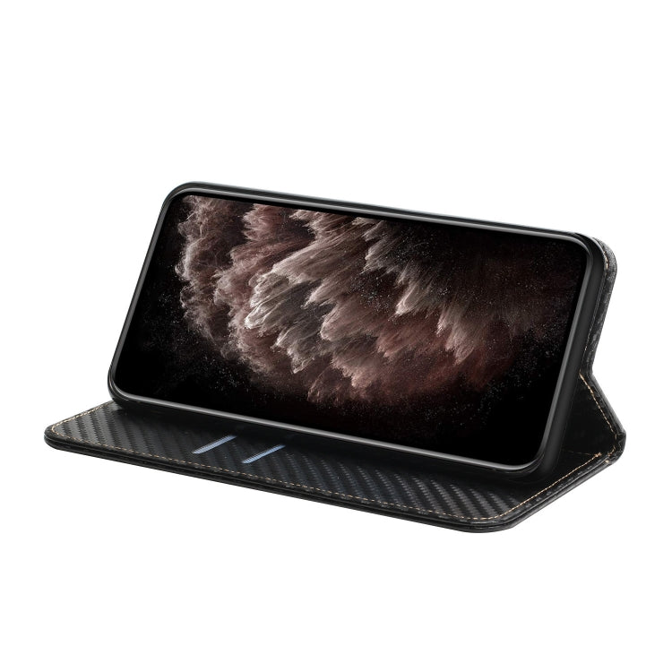 For iPhone 16 Pro Max Carbon Fiber Texture Magnetic Flip Leather Phone Case(Black)