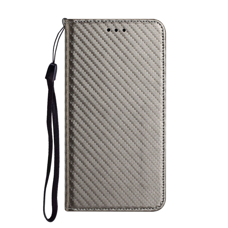 For iPhone 16 Pro Carbon Fiber Texture Magnetic Flip Leather Phone Case(Grey)