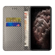 For iPhone 16 Pro Carbon Fiber Texture Magnetic Flip Leather Phone Case(Grey)