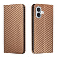For iPhone 16 Carbon Fiber Texture Magnetic Flip Leather Phone Case(Brown) - iPhone 16 Cases by PMC TechLife | Online Shopping South Africa | PMC TechLife | Buy Now Pay Later Mobicred