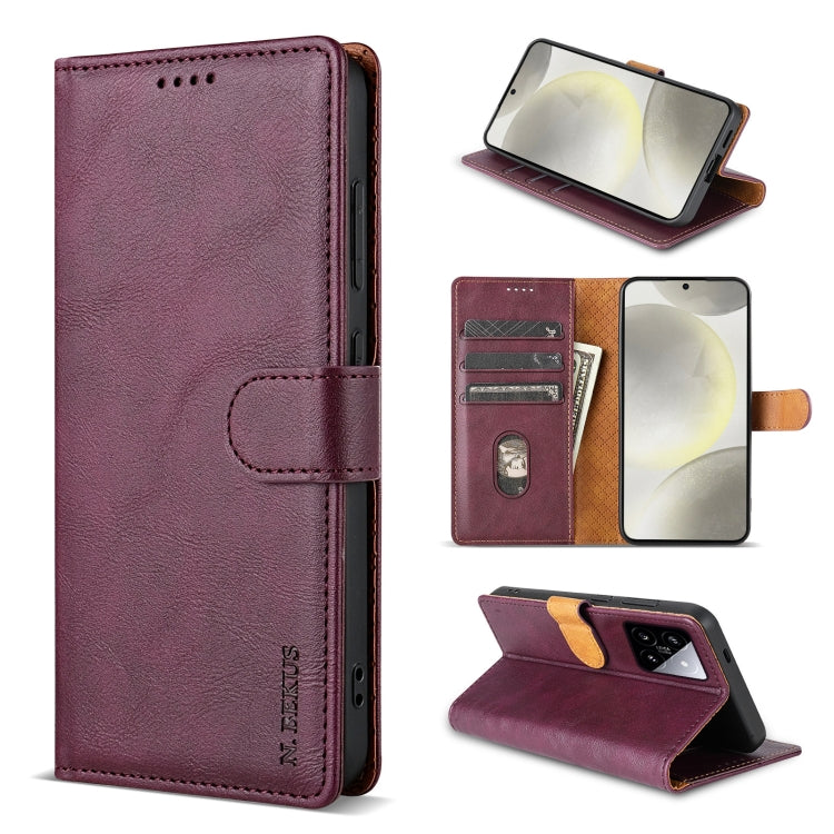 For Xiaomi 14 N.BEKUS CSJ-P1 Solid Color Leather Phone Case(Wine Red)