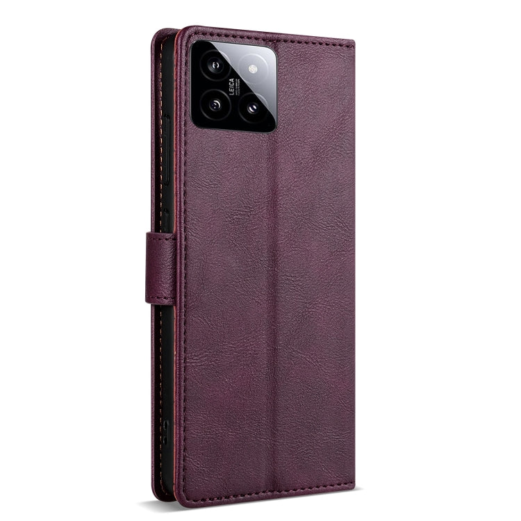 For Xiaomi 14 N.BEKUS CSJ-P1 Solid Color Leather Phone Case(Wine Red)
