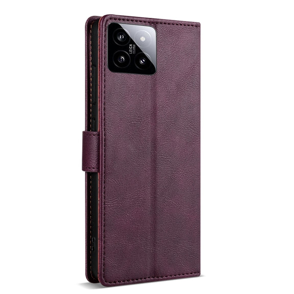 For Xiaomi 14 N.BEKUS CSJ-P1 Solid Color Leather Phone Case(Wine Red)