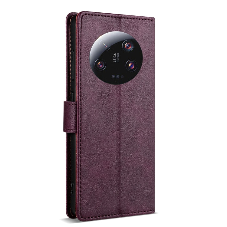 For Xiaomi 14 Ultra N.BEKUS CSJ-P1 Solid Color Leather Phone Case(Wine Red)