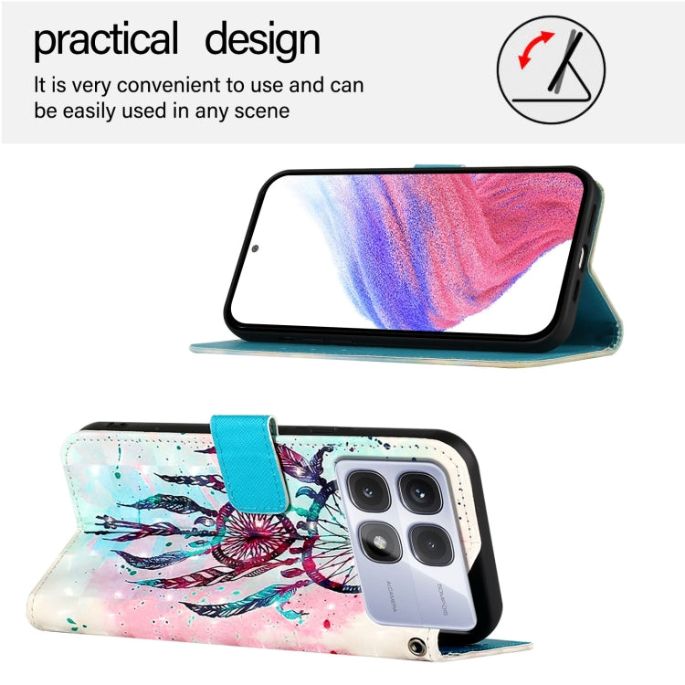 For Redmi K70 Ultra 5G Global 3D Painting Horizontal Flip Leather Phone Case(Color Drop Wind Chimes)