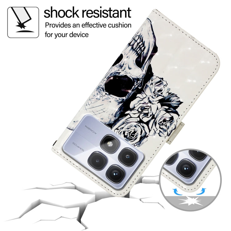 For Redmi K70 Ultra 5G Global 3D Painting Horizontal Flip Leather Phone Case(Skull)