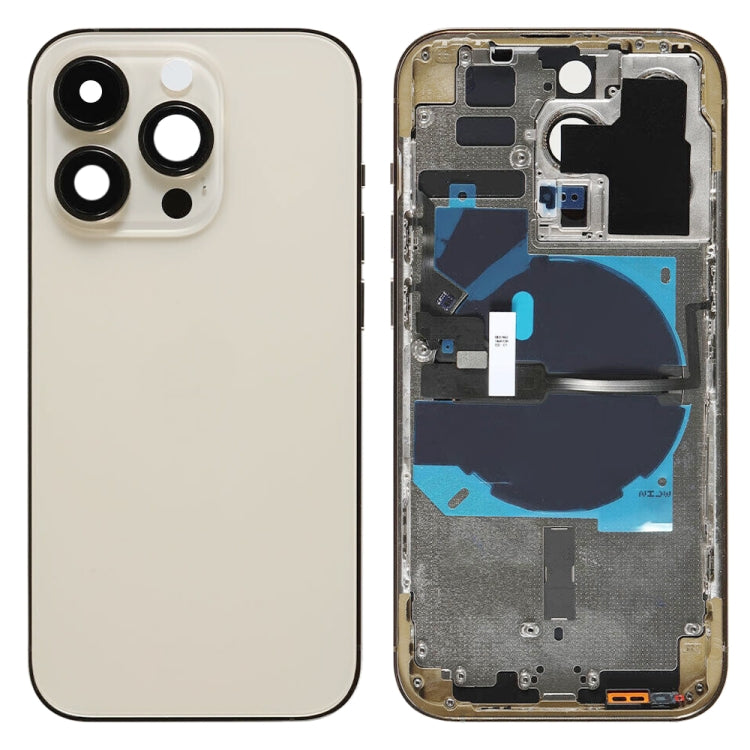 For iPhone 14 Pro Battery Back Cover with Power + Volume Flex Cable + Wireless Charging Module, Version:CE EU Version(Gold)