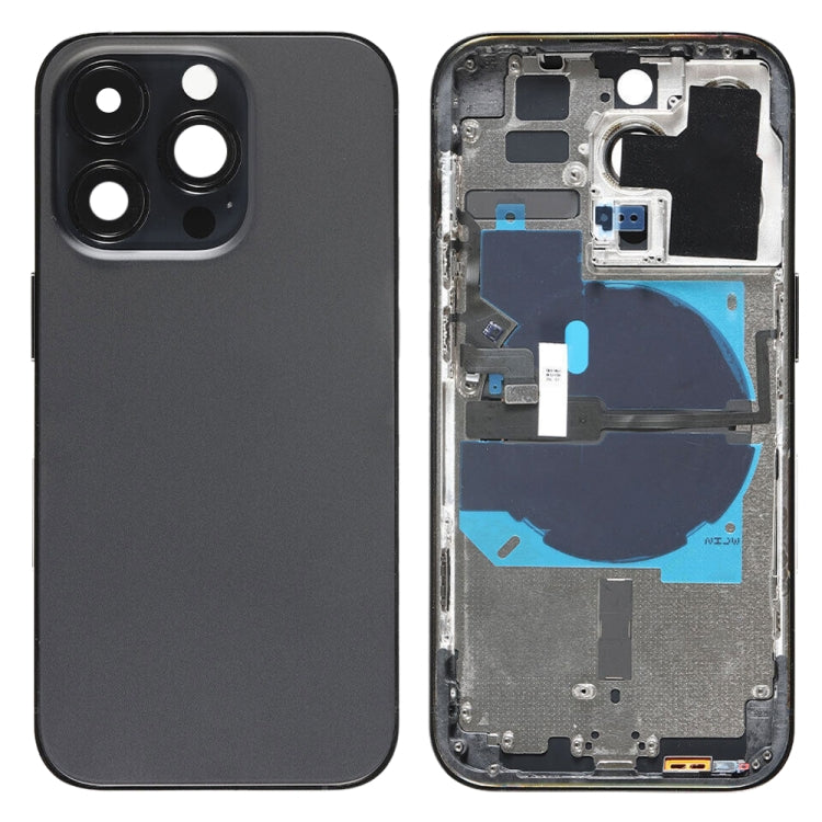 For iPhone 14 Pro Battery Back Cover with Power + Volume Flex Cable + Wireless Charging Module, Version:US Version(Black)