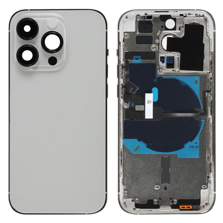 For iPhone 14 Pro Battery Back Cover with Power + Volume Flex Cable + Wireless Charging Module, Version:US Version(Silver)
