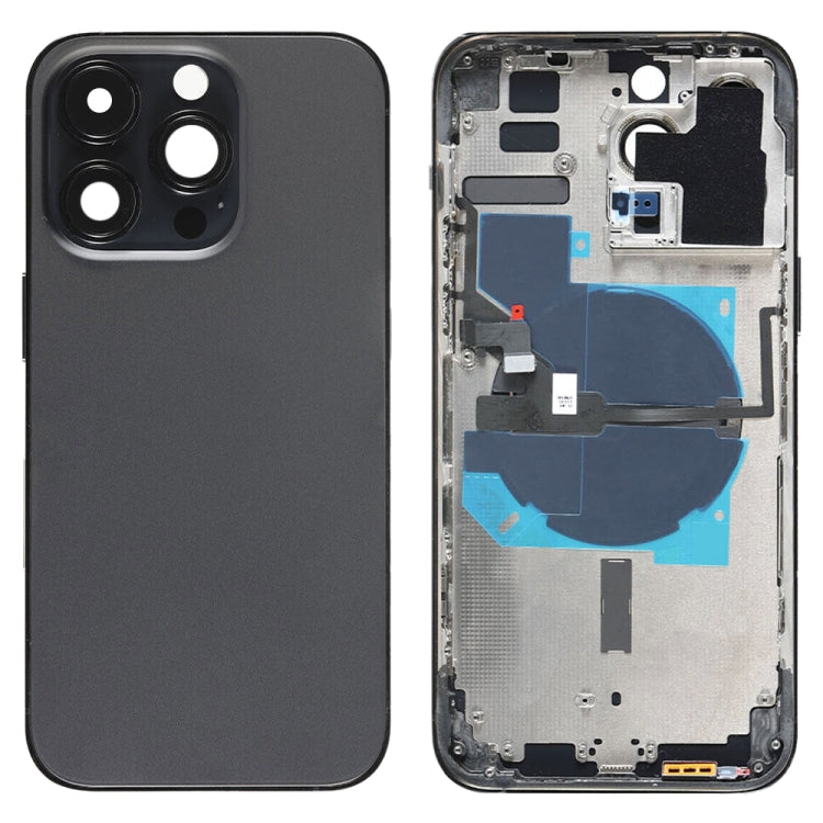 For iPhone 14 Pro Max Battery Back Cover with Power + Volume Flex Cable + Wireless Charging Module, Version:China Version(Black)
