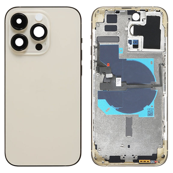 For iPhone 14 Pro Max Battery Back Cover with Power + Volume Flex Cable + Wireless Charging Module, Version:China Version(Gold)