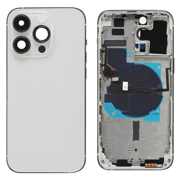 For iPhone 14 Pro Max Battery Back Cover with Power + Volume Flex Cable + Wireless Charging Module, Version:CE EU Version(Silver)