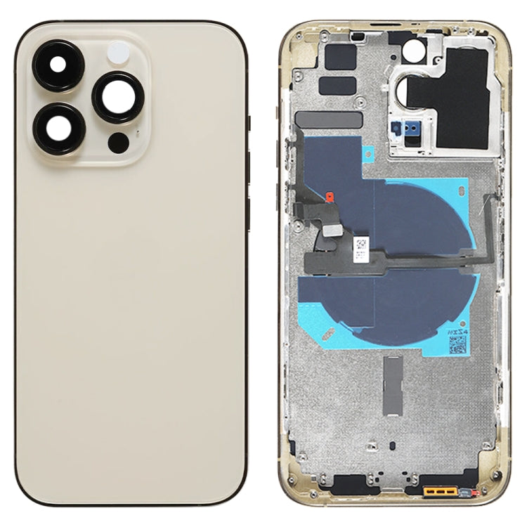 For iPhone 14 Pro Max Battery Back Cover with Power + Volume Flex Cable + Wireless Charging Module, Version:US Version(Gold)
