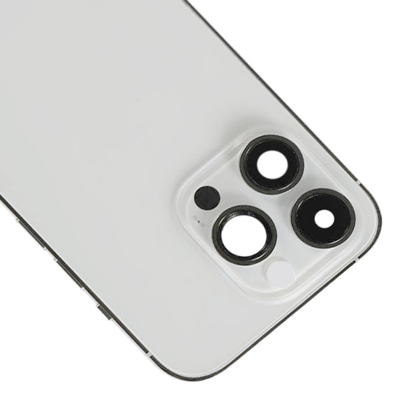 For iPhone 14 Pro Max Battery Back Cover with Power + Volume Flex Cable + Wireless Charging Module, Version:US Version(Silver)