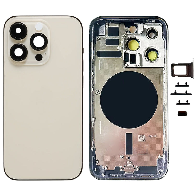 For iPhone 14 Pro Battery Back Cover with Side Keys & Card Tray, Version:US Version(Gold)