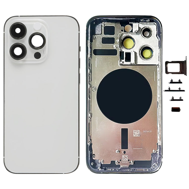 For iPhone 14 Pro Battery Back Cover with Side Keys & Card Tray, Version:US Version(Silver)