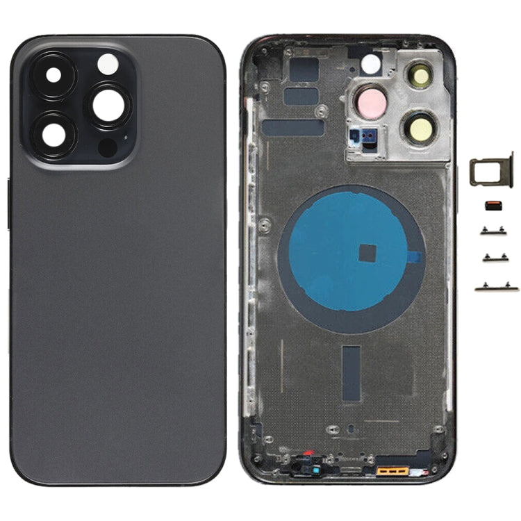 For iPhone 14 Pro Max Battery Back Cover with Side Keys & Card Tray, Version:US Version(Black)