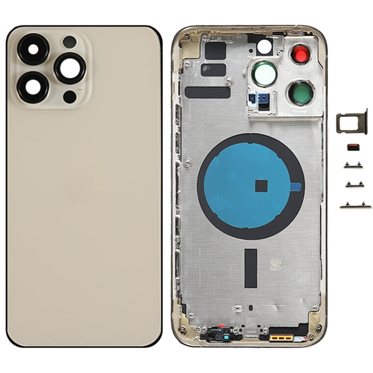 For iPhone 14 Pro Max Battery Back Cover with Side Keys & Card Tray, Version:US Version(Gold)