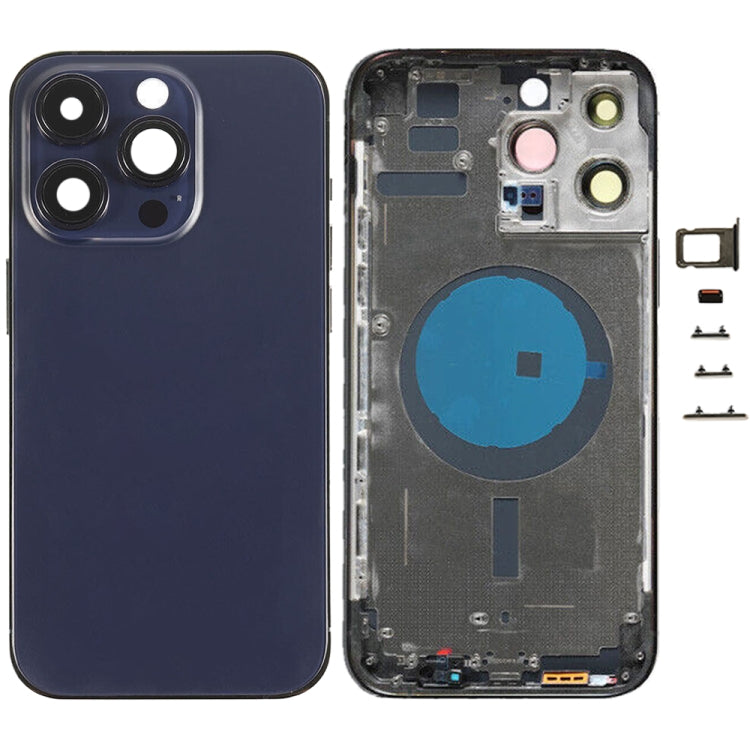 For iPhone 14 Pro Max Battery Back Cover with Side Keys & Card Tray, Version:US Version(Purple)