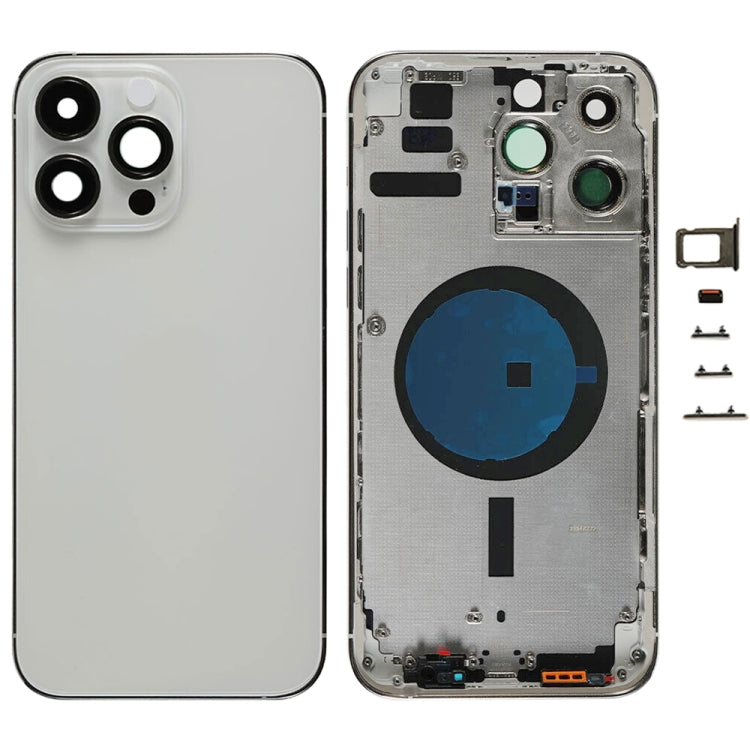 For iPhone 14 Pro Max Battery Back Cover with Side Keys & Card Tray, Version:US Version(Silver)