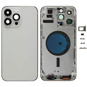 For iPhone 14 Pro Max Battery Back Cover with Side Keys & Card Tray, Version:CE EU Version(Silver)