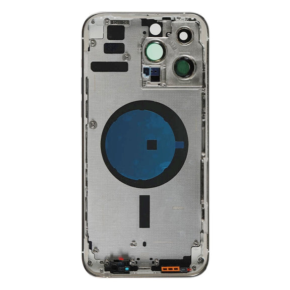 For iPhone 14 Pro Max Battery Back Cover with Side Keys & Card Tray, Version:CE EU Version(Silver)
