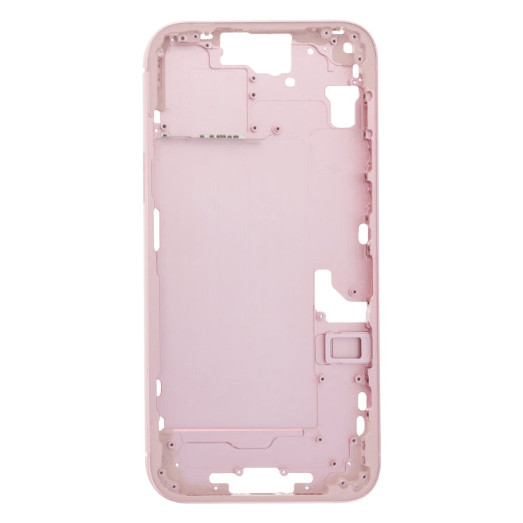 For iPhone 15 Plus Middle Frame Bezel Plate with Side Keys + Card Tray, Version:CE EU Version(Pink)