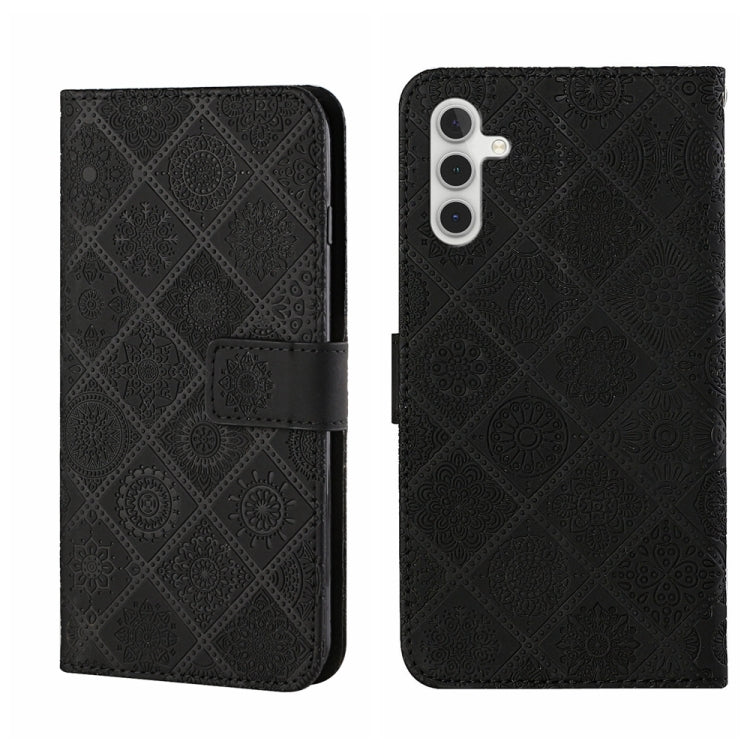 For Samsung Galaxy S25 5G Ethnic Style Embossed Pattern Leather Phone Case(Black)