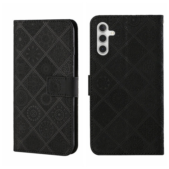 For Samsung Galaxy S25 5G Ethnic Style Embossed Pattern Leather Phone Case(Black)