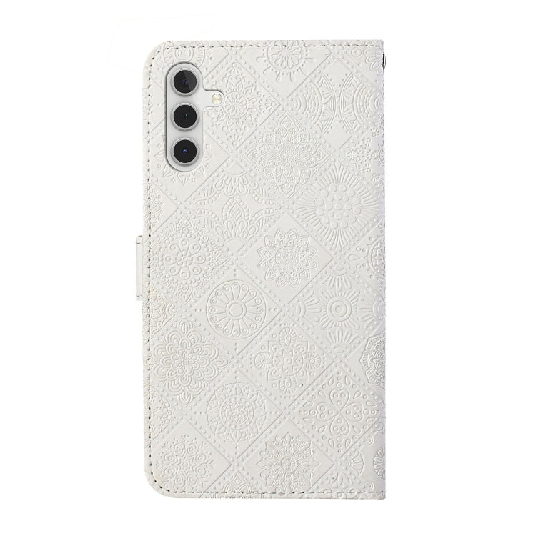 For Samsung Galaxy S25 5G Ethnic Style Embossed Pattern Leather Phone Case(White)
