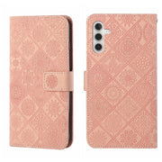 For Samsung Galaxy S25+ 5G Ethnic Style Embossed Pattern Leather Phone Case(Pink)