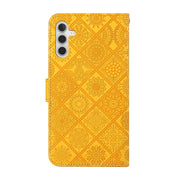 For Samsung Galaxy S25+ 5G Ethnic Style Embossed Pattern Leather Phone Case(Yellow)