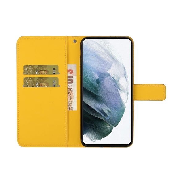 For Samsung Galaxy S25+ 5G Ethnic Style Embossed Pattern Leather Phone Case(Yellow)
