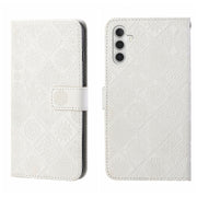 For Samsung Galaxy S25+ 5G Ethnic Style Embossed Pattern Leather Phone Case(White)