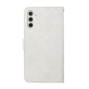 For Samsung Galaxy S25+ 5G Ethnic Style Embossed Pattern Leather Phone Case(White)