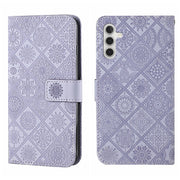 For Samsung Galaxy S25+ 5G Ethnic Style Embossed Pattern Leather Phone Case(Purple)