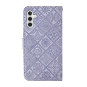 For Samsung Galaxy S25+ 5G Ethnic Style Embossed Pattern Leather Phone Case(Purple)