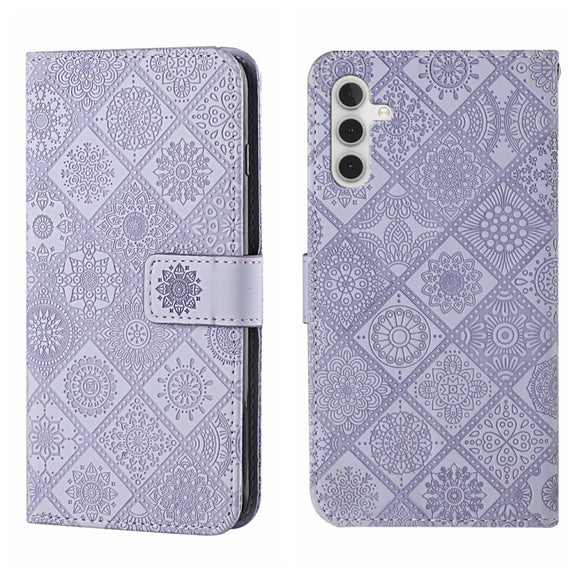 For Samsung Galaxy S25+ 5G Ethnic Style Embossed Pattern Leather Phone Case(Purple)