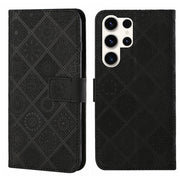 For Samsung Galaxy S25 Ultra 5G Ethnic Style Embossed Pattern Leather Phone Case(Black)